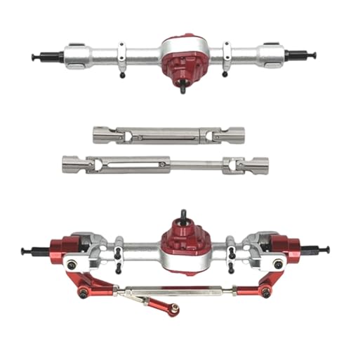 Perfeclan Metall-Vorder- und Hinterachsen-Set im Maßstab 1/12, RC-Auto-Upgrade-Teile, Reparatur, DIY-Ersatzteile, Antriebswellen für MN82T, MN82, MN82S, LC79, Rot von Perfeclan
