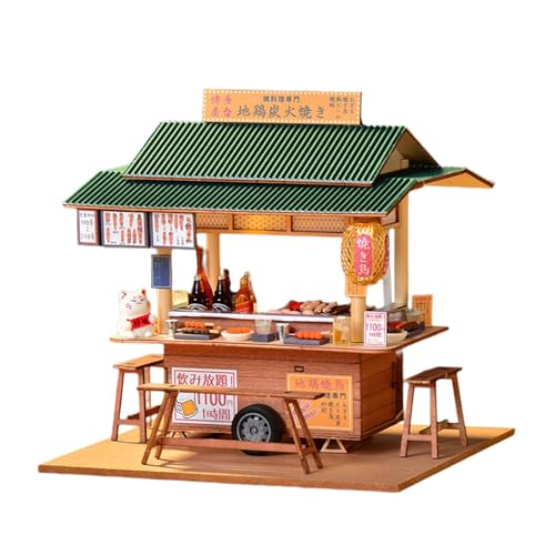 Perfeclan Mini-Laden-Modell, Straßen-Imbissstand, Spielzeug, Puppenhaus-Bausätze, DIY-Miniatur-Puppenhaus, zusammengebautes Spielzeughaus für Haushalt, von Perfeclan
