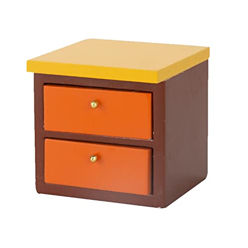 Perfeclan Mini-Nachttisch aus Holz, farbig, mit Schubladen, Requisiten, Nachttisch im Maßstab 1:12 für Puppenhäuser, Schlafzimmer, Lebensszene, Layout, von Perfeclan