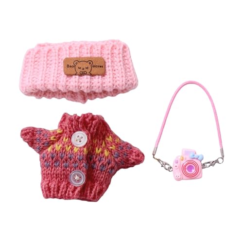 Perfeclan Mini-Puppenkleidung, Anzug, handgefertigtes Spielzeug, weicher Pullover und Mütze, Puppen-Outfit für 15 cm/17 cm große Puppen, Cosplay, DIY-Zubehör, Dunkelrosa Perfeclan Mini-Puppenkleidung, Anzug, handgefertigtes Spielzeug, weicher Pullover und Mütze, Puppen-Outfit für 15 cm/17 cm große Puppen, Cosplay, DIY-Zubehör, Dunkelrosa von Perfeclan