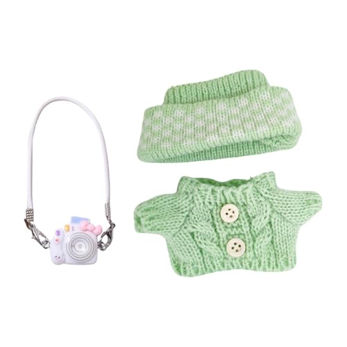 Perfeclan Mini-Puppenkleidung, Anzug, handgefertigtes Spielzeug, weicher Pullover und Mütze, Puppen-Outfit für 15 cm/17 cm große Puppen, Cosplay, DIY-Zubehör, GrÜn Perfeclan Mini-Puppenkleidung, Anzug, handgefertigtes Spielzeug, weicher Pullover und Mütze, Puppen-Outfit für 15 cm/17 cm große Puppen, Cosplay, DIY-Zubehör, GrÜn von Perfeclan