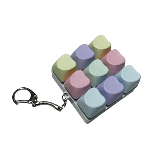 Perfeclan Mini-Schlüsselbrett mit 9 Tasten, Schlüsselanhänger, Fingerspielzeug, Klickspielzeug, multifunktional, für Türen, Wände, hängende Verzierung, Regenbogen von Perfeclan