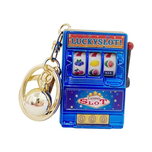 Perfeclan Mini-Spielautomaten-Spielzeug, Schlüsselanhänger, Mini-Arcade-Spielspielzeug, Neuheit mit Glocke, tragbarer Fruchtautomaten-Spielautomaten-Anhänger, , Blau von Perfeclan