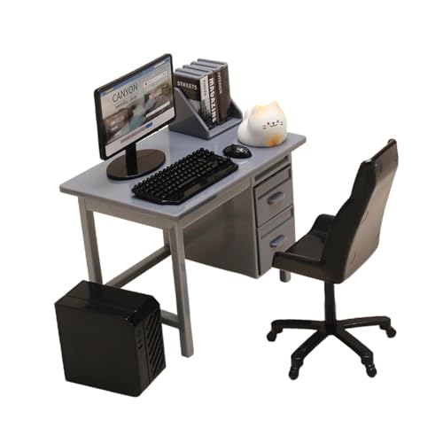 Perfeclan Miniatur-Computer-Set, Puppenhausmöbel, Tisch und Stuhl, modernes Geburtstagsgeschenk, Landschaftsrequisiten, kreative Mini-Puppenhaus-Dekoration, Grauer Schreibtisch Perfeclan Miniatur-Computer-Set, Puppenhausmöbel, Tisch und Stuhl, modernes Geburtstagsgeschenk, Landschaftsrequisiten, kreative Mini-Puppenhaus-Dekoration, Grauer Schreibtisch von Perfeclan