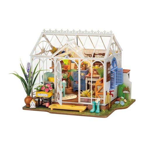 Perfeclan Miniatur-Puppenhaus aus Holz, kleine Puppenhaus-Bausätze mit dekorativen Pflanzen und Ornamenten, kreatives Holzhaus für Kinder, Teenager, Erwachsene von Perfeclan