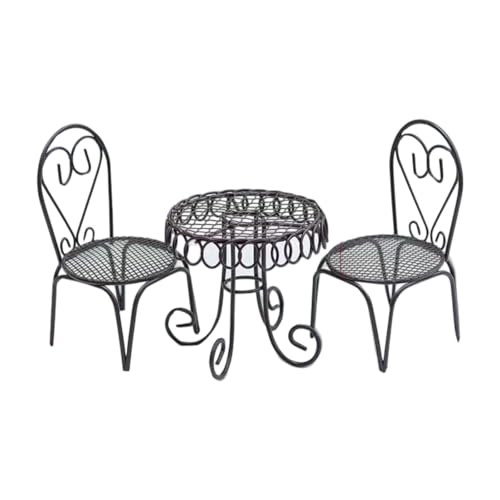 Perfeclan Miniatur-Puppenhausmöbel-Set, Puppenhauszubehör, Mini-Tisch und Stühle, modernes Sammlerstück, Ausstellungsstück, Kindergeschenk, Maßstab 1/12, Schwarz Perfeclan Miniatur-Puppenhausmöbel-Set, Puppenhauszubehör, Mini-Tisch und Stühle, modernes Sammlerstück, Ausstellungsstück, Kindergeschenk, Maßstab 1/12, Schwarz von Perfeclan