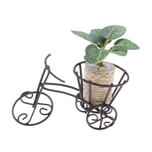 Perfeclan Miniaturpuppenhausanlage 1:12 Skala Künstliche Miniatur Bonsai winziges Gründekoration Mini -Topfpflanze mit Halter von Perfeclan