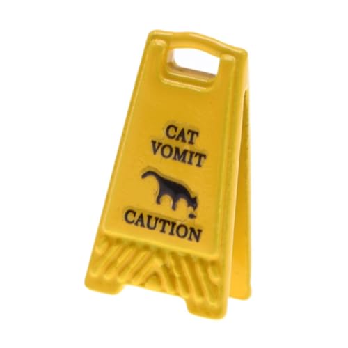 Perfeclan Miniaturwarnschild Vorsichtszeichen Modell 1 Zoll Legierung Dollhouse Dekoration Zubehör Dollhouse Dekoration für Dolls House, Katze Erbrochenes von Perfeclan