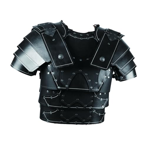 Perfeclan Mittelalterliche Brustpanzerung Körper Brustgurt Dekoration Steampunk Knight Kostüm Achselzucken Rüstungen für Piratenparty Halloween Männer Frauen, Schwarz von Perfeclan