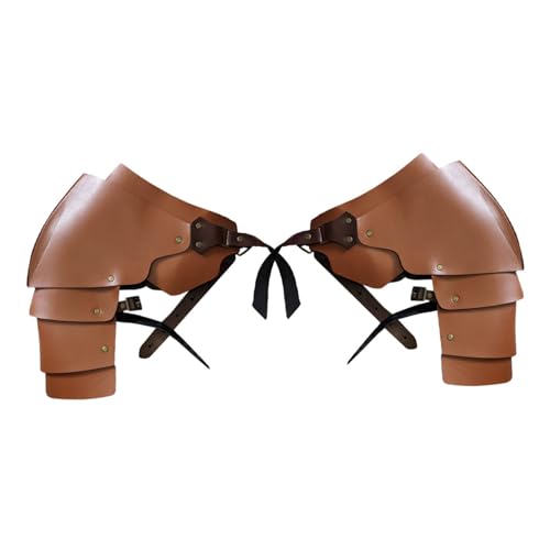 Perfeclan Mittelalterlicher Schulterpanzer aus Kunstleder, Spartanischer Krieger, Steampunk-Schulterschutzumhang, Mittelalter Schulterschutz für Cosplay Kostüm Themenparty Mottoparty Karneval, Brown von Perfeclan