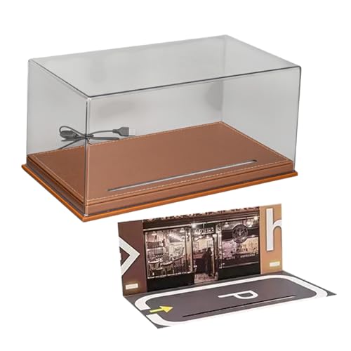 Perfeclan Modellauto-Vitrine im Maßstab 1:24, Desktop-Dekoration mit Licht und Parkplatzszene für Geburtstagsgeschenk-Layout-Sammler, Braun Perfeclan Modellauto-Vitrine im Maßstab 1:24, Desktop-Dekoration mit Licht und Parkplatzszene für Geburtstagsgeschenk-Layout-Sammler, Braun von Perfeclan