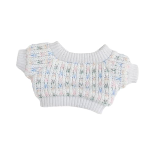 Perfeclan Modischer Puppenpullover, Kostümzubehör für kleine Mädchen, DIY-Plüschpuppenkleidung, Mädchenpuppenpullover für 6,69-Zoll-Puppe, Weiß von Perfeclan