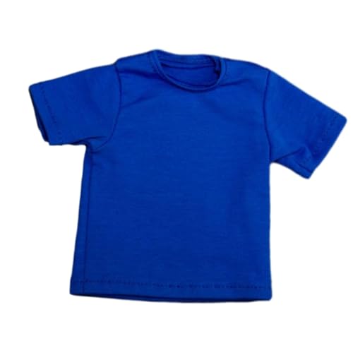 Perfeclan Modisches 1/6-T-Shirt, Miniatur-Kleidungskostüm, handgefertigte Puppenkleidung für 12-Zoll-Figuren, Körperpuppen-Modellzubehör, Blau von Perfeclan
