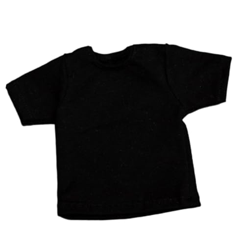 Perfeclan Modisches 1/6-T-Shirt, Miniatur-Kleidungskostüm, handgefertigte Puppenkleidung für 12-Zoll-Figuren, Körperpuppen-Modellzubehör, Schwarz von Perfeclan