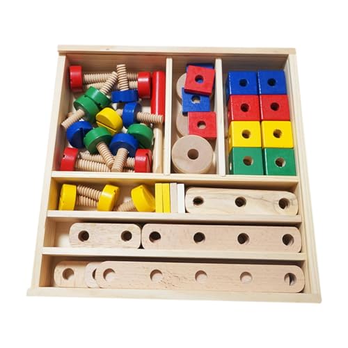 Perfeclan Montessori-Spielzeug mit Schrauben und Muttern, Baukasten aus Holz, Bausteine für Partyspielzeug Perfeclan Montessori-Spielzeug mit Schrauben und Muttern, Baukasten aus Holz, Bausteine für Partyspielzeug von Perfeclan