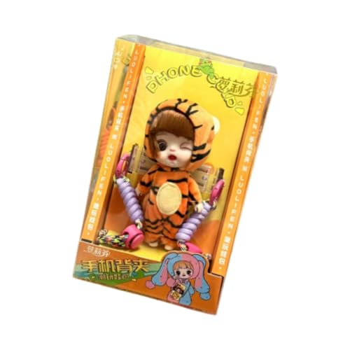 Perfeclan Niedlicher Puppen-Schlafsack, Puppen-Mobile-Clip-Zubehör, Geschenk, Ornament, Trendiger Kinder-Rucksack für Couch, Auto, Wohnzimmer, Kleines Tigermädchen von Perfeclan