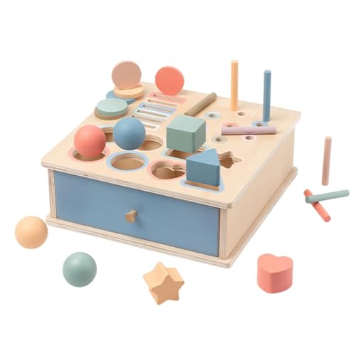 Perfeclan Objekt Beständigkeit Box Matching Spielzeug Bildungsfeinmotor Fähigkeiten Frühes Lernen Farbform Sortierer Holz für Kinder Kinder, 4 in 1 von Perfeclan