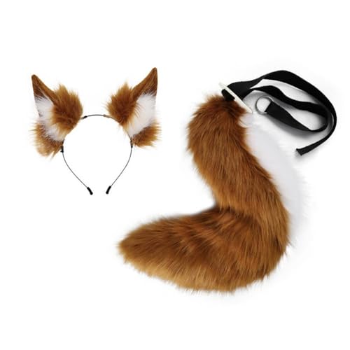 Perfeclan Ohren Stirnband und Schwanz Set Geschenk Tier Ohren Haar Hoop für Leistung Prom Geschenke, Dunkelbraun Perfeclan Ohren Stirnband und Schwanz Set Geschenk Tier Ohren Haar Hoop für Leistung Prom Geschenke, Dunkelbraun von Perfeclan