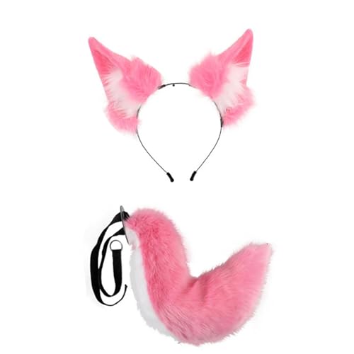 Perfeclan Ohren Stirnband und Schwanz Set Geschenk Tier Ohren Haar Hoop für Leistung Prom Geschenke, Rosa Perfeclan Ohren Stirnband und Schwanz Set Geschenk Tier Ohren Haar Hoop für Leistung Prom Geschenke, Rosa von Perfeclan