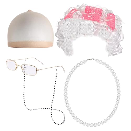 Perfeclan Old Lady Kostüm Set Oma Perücke für Bühnenperformance Holiday Halloween Cosplay Perfeclan Old Lady Kostüm Set Oma Perücke für Bühnenperformance Holiday Halloween Cosplay von Perfeclan