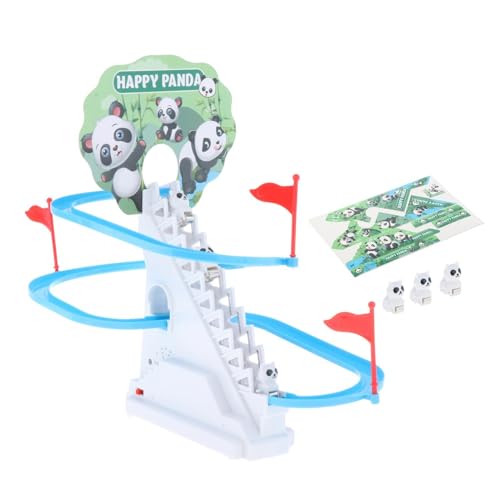 Perfeclan Panda Track Rutsche und Treppensteigen Spielzeug für Kinder, elektrisches Spielzeug, Sport-Action-Spielzeug mit Blitzlicht und Musik für, 6 Pandas von Perfeclan
