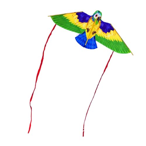 Perfeclan Papageiendrachen, Cartoon-Tierdrachen, einfach zu verwendendes Flugspiel für Kinder, Stranddrachen für Spieleaktivitäten im Freien, Gartenpark, Gelb von Perfeclan