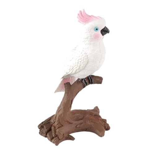 Perfeclan Papageienfiguren Vogel -Figur Simulation Kleinhandwerk Desktop Orament für Geschenke Kinder Jungen Mädchen Home Dekoration Garten Setups, Rosa Kopf von Perfeclan