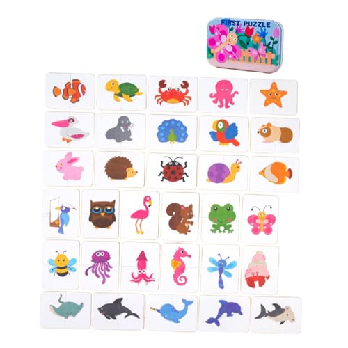 Perfeclan Passendes Puzzlespiel, Lernspielzeug, tragbar, für Jungen und Mädchen im Vorschulalter, Lernen kognitiver Fähigkeiten, passende Karten, Ozeantier Puzzle von Perfeclan