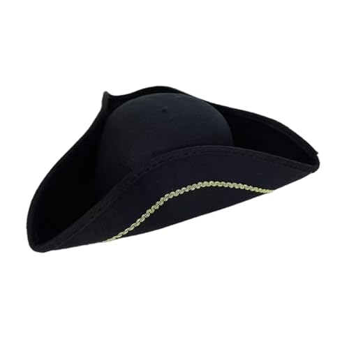 Perfeclan Piratenhut Geschenk Kopfbedeckung Dreispitz Hut für Leistung Halloween Party Kostüm, Schwarz von Perfeclan
