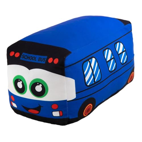 Perfeclan Plüsch-Schulbus, gefülltes Auto, Spielzeug, Schlafenszeitbegleiter, kuscheliges Dekokissen für Arbeitszimmer, Wohnzimmer, Ornamente, blau 20cm von Perfeclan