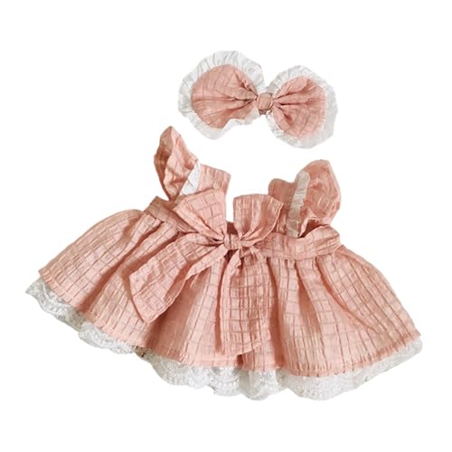 Perfeclan Plüschpuppenkleidung für 37 cm, süßes Puppenkleid mit Haarnadel -Mode -Plüsch -Puppenzubehör, Foto -Requisiten, Stofftiere Kleidung von Perfeclan