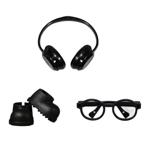 Perfeclan Puppen-Regenstiefel-Zubehör, Elegante Foto-Requisiten, Kostüme, DIY-Puppenschuhe mit Kopfhörern und Brille für 6,69 Zoll, Schwarz Perfeclan Puppen-Regenstiefel-Zubehör, Elegante Foto-Requisiten, Kostüme, DIY-Puppenschuhe mit Kopfhörern und Brille für 6,69 Zoll, Schwarz von Perfeclan