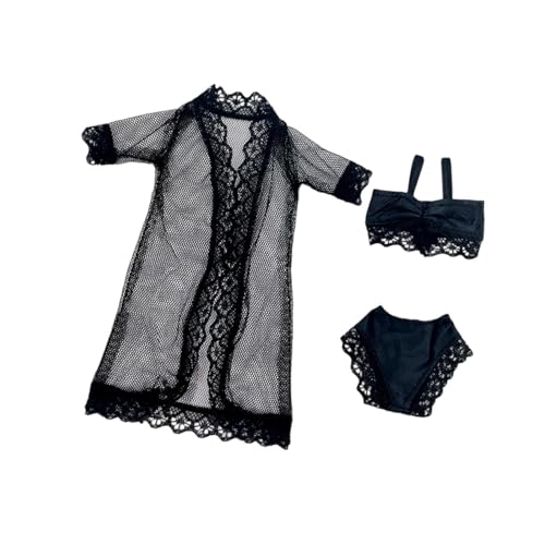 Perfeclan Puppen-Schlafanzug, Nachtwäsche für 11,5 Zoll Mädchenpuppe, Unterwäsche, Badeanzug, handgefertigt, Sommer, Badekleidung, Bikini-Kleidung, Schwarz von Perfeclan