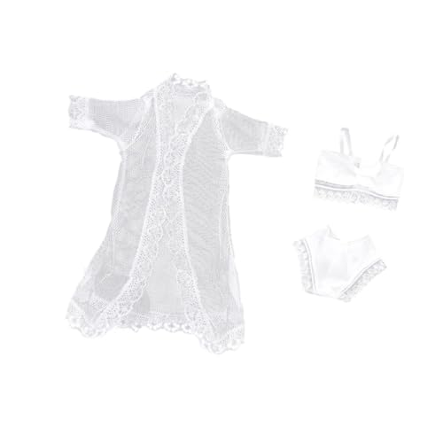 Perfeclan Puppen-Schlafanzug, Nachtwäsche für 11,5 Zoll Mädchenpuppe, Unterwäsche, Badeanzug, handgefertigt, Sommer, Badekleidung, Bikini-Kleidung, Weiß von Perfeclan