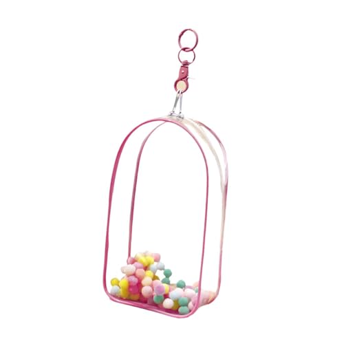 Perfeclan Puppenfiguren-Präsentationstasche, Mini-Puppentasche mit Keychian-Plüschball, tragbarer Organizer, Mini-Puppen-Aufbewahrungstasche für 15/18 cm große, Rosa von Perfeclan