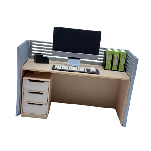 Perfeclan Puppenhaus-Dekoration, Ornamente, 1/12, Miniatur-Computertisch, realistischer Mini-Büro-Schreibtisch, Spielzeug, Büro-, Mini-Spielzeug-Sammlungen, Set A von Perfeclan