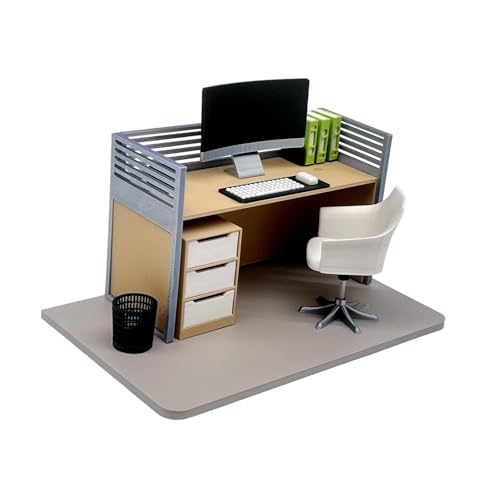 Perfeclan Puppenhaus-Dekoration, Ornamente, 1/12, Miniatur-Computertisch, realistischer Mini-Büro-Schreibtisch, Spielzeug, Büro-, Mini-Spielzeug-Sammlungen, Set C von Perfeclan
