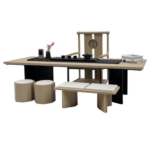 Perfeclan Puppenhaus-Miniatur-Teetisch-Modell im Maßstab 1:12, Fotografie-Requisiten, winzige Mikroszene, Basteln, Sammlerstücke, Puppenhaus-Zubehör von Perfeclan