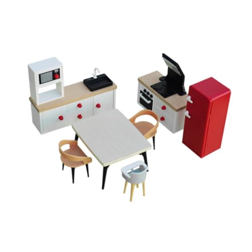 Perfeclan Puppenhaus-Miniaturmöbel-Set, Miniaturmöbel-Spielzeug, Simulationsschrank, Puppenhaus-, Rollenspiel-Spielzeug für Jungen und, Roter Kühlschrank von Perfeclan