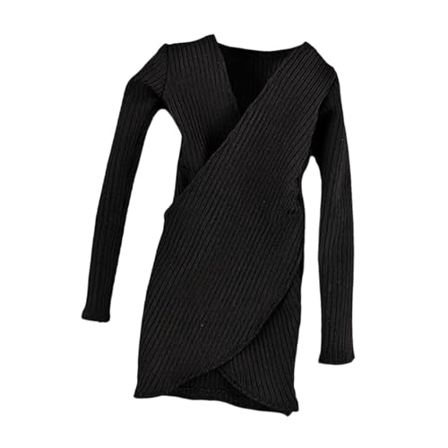 Perfeclan Puppenoutfits im Maßstab 1:6, handgefertigtes Puppendekor, stylische weibliche Figurenkleidung, Actionfiguren V-Ausschnittkleid, für 12 Zoll Figuren, Schwarz Perfeclan Puppenoutfits im Maßstab 1:6, handgefertigtes Puppendekor, stylische weibliche Figurenkleidung, Actionfiguren V-Ausschnittkleid, für 12 Zoll Figuren, Schwarz von Perfeclan