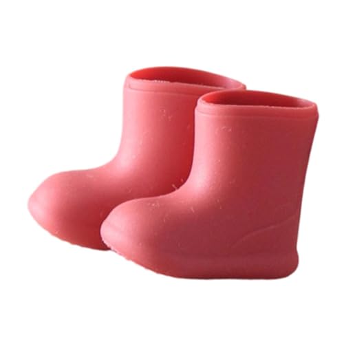 Perfeclan Puppenschuhe Regenstiefel Kurze Stiefel Mode für 1/12 Puppe Robuste Foto-Requisite Ob11 Puppenschuhe Miniatur Puppenzubehör Spielzeug, Rot von Perfeclan