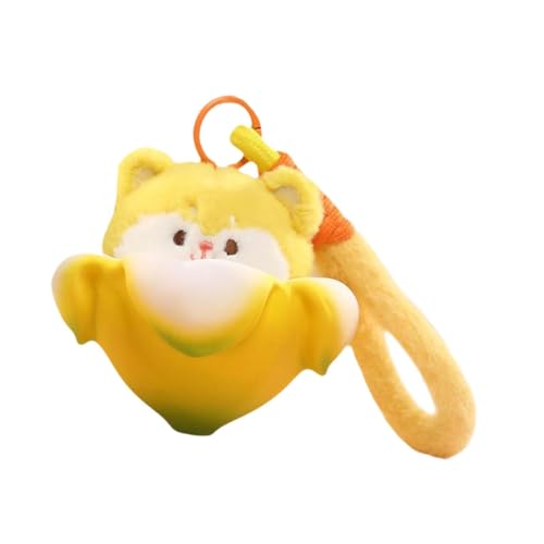 Perfeclan Push Keychain Animal Plüsch gefüllte Puppe tragbarer Plüschschlüsselring Weiche Beutel Anhänger Pendellzeug für Kinder Goodie Bag Füllstoffe, Gelb von Perfeclan