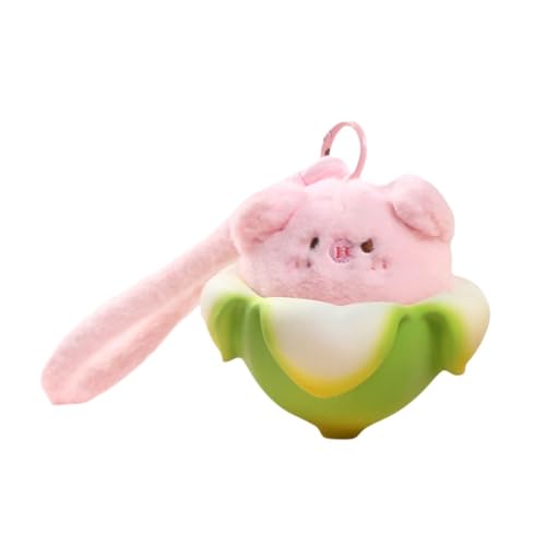 Perfeclan Push Keychain Animal Plüsch gefüllte Puppe tragbarer Plüschschlüsselring Weiche Beutel Anhänger Pendellzeug für Kinder Goodie Bag Füllstoffe, Rosa von Perfeclan