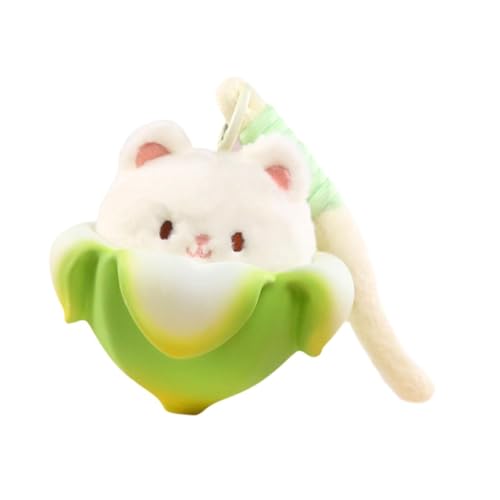 Perfeclan Push Keychain Animal Plüsch gefüllte Puppe tragbarer Plüschschlüsselring Weiche Beutel Anhänger Pendellzeug für Kinder Goodie Bag Füllstoffe, Weiß von Perfeclan