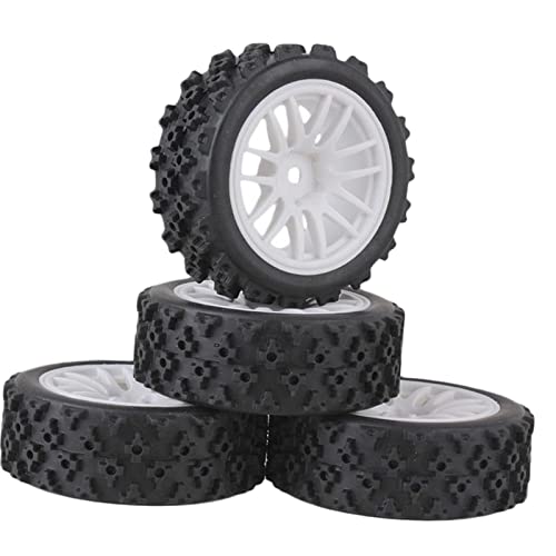 Perfeclan RC Car Gummireifen, 4 Stück Reifen Gummireifenfür HSP 1/10 1/14 1/16 1/18 Scale RC Auto, RC Truck Gummireifen Rad Reifen Zubehörteile - Weiß von Perfeclan