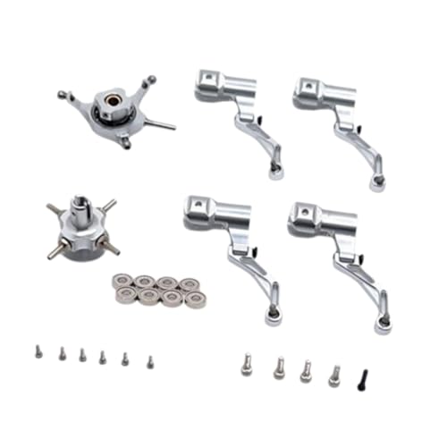 Perfeclan RC-Helikopter-Taumelscheibensatz, Blattclip ersetzt praktisches Ersatz-Aluminium-Ersatzteil, RC-Flugzeugzubehör für K124, Silber Perfeclan RC-Helikopter-Taumelscheibensatz, Blattclip ersetzt praktisches Ersatz-Aluminium-Ersatzteil, RC-Flugzeugzubehör für K124, Silber von Perfeclan