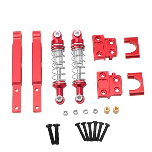Perfeclan RC-Metall-Stoßdämpfer mit Zugstange, Ersatzteile, DIY-Zubehör, Aluminiumlegierung, ölgefüllte RC-Stoßdämpfer für 1/12 MN82 82S-Modell, Rot von Perfeclan