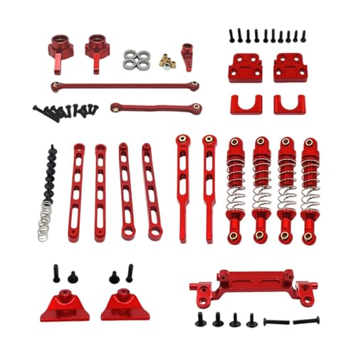 Perfeclan RC-Upgrade-Teile, RC-Spurstange, Metall, Ersatzteile, Spurstangenhalterung, Stoßdämpfer vorne und hinten für 1/12 LC79 MN82, DIY-Zubehör, Rot von Perfeclan