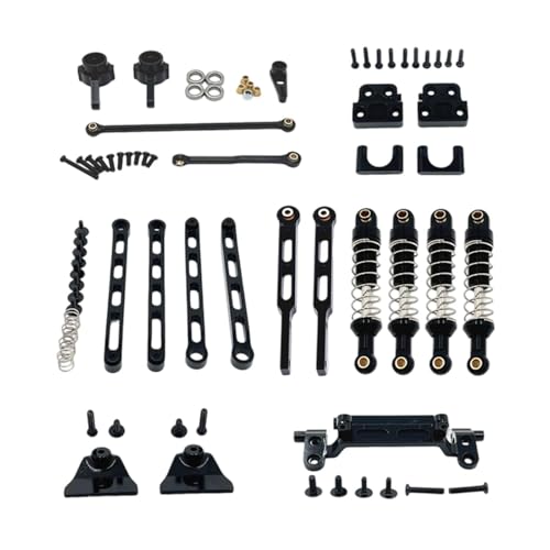 Perfeclan RC-Upgrade-Teile, RC-Spurstange, Metall, Ersatzteile, Spurstangenhalterung, Stoßdämpfer vorne und hinten für 1/12 LC79 MN82, DIY-Zubehör, Schwarz von Perfeclan
