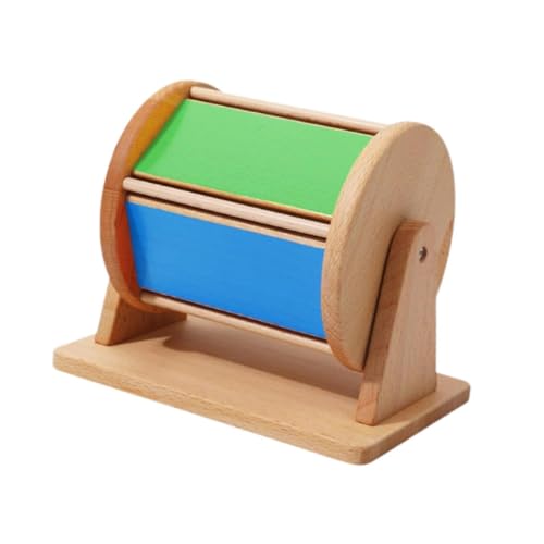 Perfeclan Regenbogen-Rotationstrommel, rollende Textiltrommelrolle, Regenbogen-Holzspielzeug für Vorschulkinder mit Spiegel für Mädchen, Jugendliche von Perfeclan